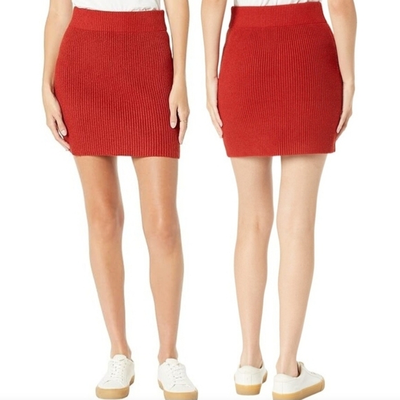 LINE & dot NWT  (Revolve) Ami Sweater Skirt Women's Rust Knit Mini S M - Picture 1 of 9